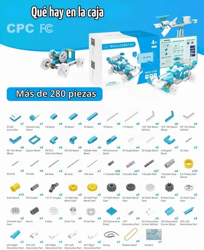 Vista 2 de WhalesBot Kit de robot de codificación STEM D1 21 en 1 para niños (a partir de 4 años), juego de construcción educativo de más de 280 piezas