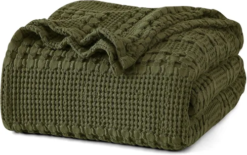 Vista 51 de PHF Manta ligera de punto gofre 100% algodón para cama, King, color blanco 02 Blanco