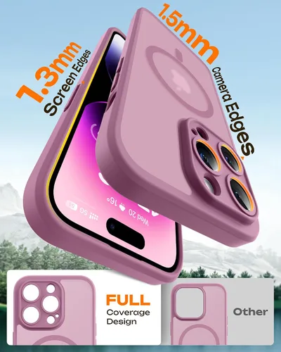 Vista 486 de TOCOL Funda magnética 3 en 1 para iPhone 15 Pro, mejorada [protección completa de cámara] con 2 protectores de pantalla, compatible con MagSafe Gris