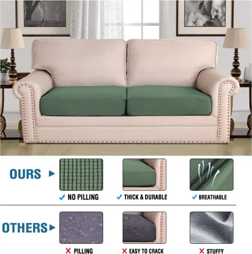 Vista 563 de H.VERSAILTEX Fundas de Cojín de Asiento Individuales Super Elásticas Fundas de Sofá Fundas de Cojín de Sofá Fundas Deslizables Juegos Tela de Sarga
