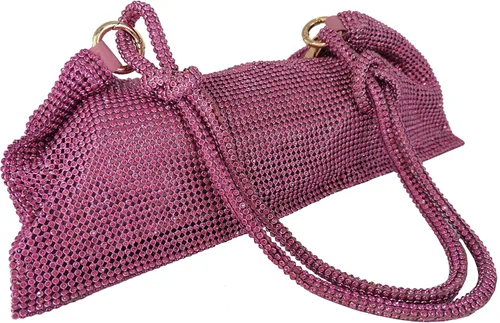 Vista 5 de Bolso de noche brillante con diamantes de imitación para mujer, bolso de mano plateado, bolso Hobo para fiesta, baile de graduación, boda
