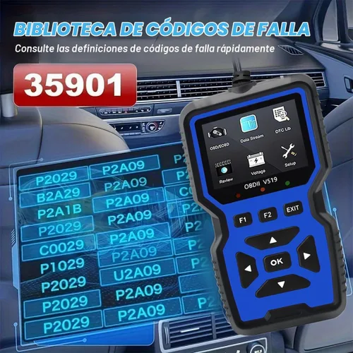 Vista 6 de Herramienta de Diagnóstico Escáner OBD2 - Lector de Códigos de Luz del Motor, Función de Restablecimiento, Flujo de Datos, Preparación I/M, Azul