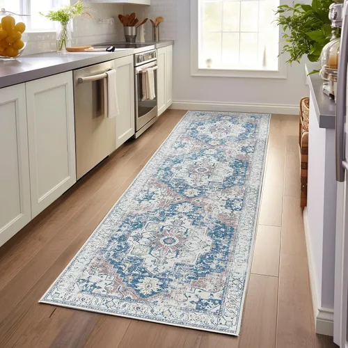 Vista 63 de jinchan Alfombra de Área 2x3 pies Alfombra Vintage de Entrada Lavable Bohemia Tapete Interior para Puerta Medallón Floral Tapete Pequeño para Puerta