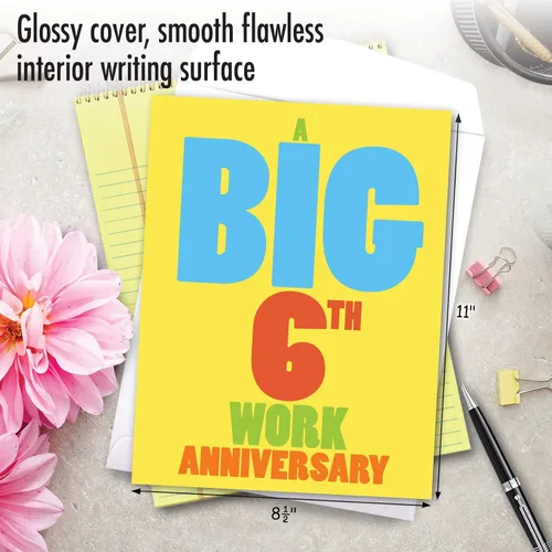 Vista 3 de NobleWorks Divertida tarjeta de notas de aniversario de trabajo de 6º hito de nosotros de 8.5 x 11 pulgadas con sobre para hombres, mujeres
