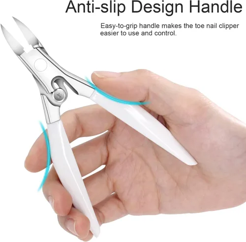 Vista 4 de Pinza de uñas para uñas gruesas o encarnadas, podólogo de alta resistencia para hombres, personas mayores, recortadora de uñas con hoja de acero