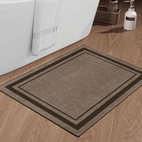 Vista 31 de chakme Juego de 2 alfombras de baño ultrafinas, absorbentes, antideslizantes, lavables a máquina, color beige oscuro, 17 x 24 pulgadas + tapete