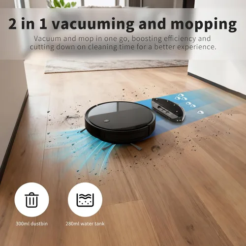Vista 5 de Livvi Combo de robot aspirador y trapeador - Robot aspirador 2 en 1 de 3500 pa con WiFi/Aplicación/Voz, 120 minutos de tiempo de funcionamiento