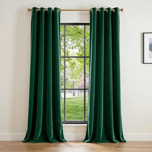Vista 32 de Lazzzy Cortina opaca de terciopelo azul con aislamiento térmico para dormitorio, sala de estar, oscurecimiento de privacidad, cortinas de terciopelo