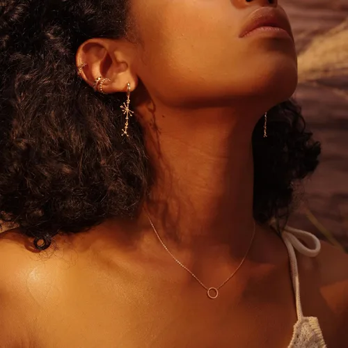 Vista 3 de Fettero Pendant Necklace Gold Choker Layered Coin Open Karma Circle Full New Crescent Moon 14K Gold Plated Dainty Simple Moon Phase Jewelry for