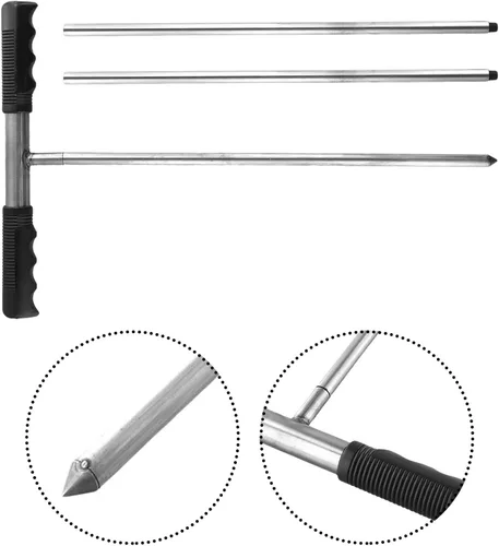 Vista 3 de Varilla de sonda de suelo de acero inoxidable de 32 a 48 pulgadas ajustable para localizar tuberías subterráneas de tanque séptico y herramienta