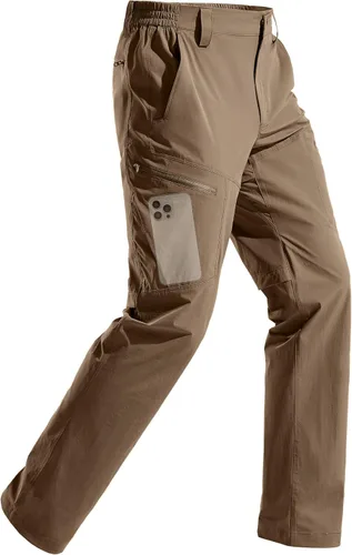 Vista 10 de FREE SOLDIER Pantalones de senderismo impermeables para hombre, pantalones cargo elásticos ligeros con 5 bolsillos Negro