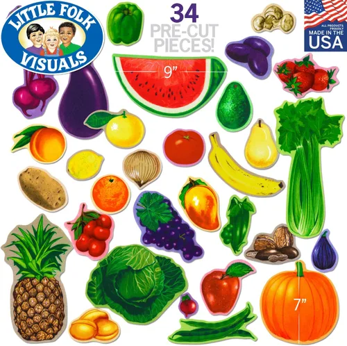 Vista 2 de Little Folk Visuals Juego de 34 piezas de fieltro precortadas de frutas y verduras