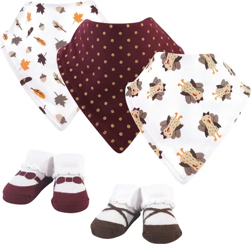 Vista 2 de Hudson Baby Conjunto de babero y calcetines unisex de algodón para bebé