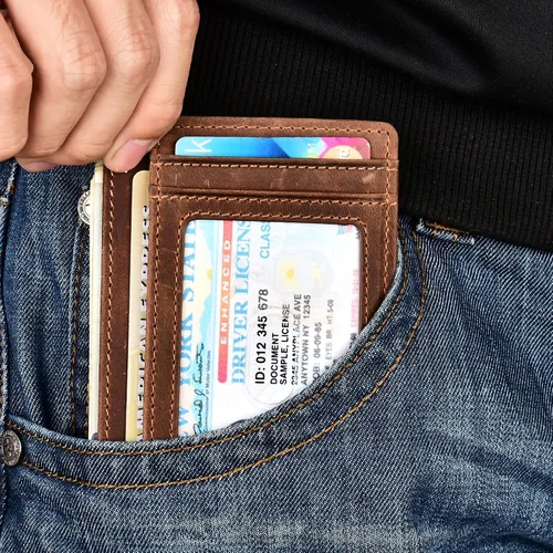 Vista 3 de Kinzd Cartera minimalista delgada con bolsillo frontal RFID para hombre