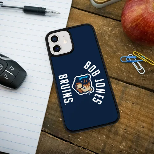 Vista 4 de Bob Jones University Bruins Logo Protective Slim Fit Hybrid Rubber Bumper Case Fits Apple iPhone 12 Pro and 12