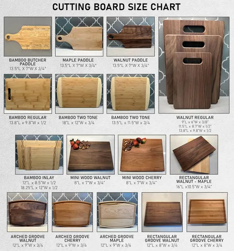 Vista 4 de Tabla de cortar personalizada de madera arqueada de madera grabada de nogal