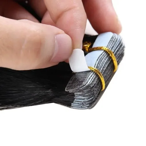 Vista 8 de Extensiones de cabello con cinta invisible atada a mano, extensiones de cabello humano con cinta adhesiva natural, extensión de doble trazado