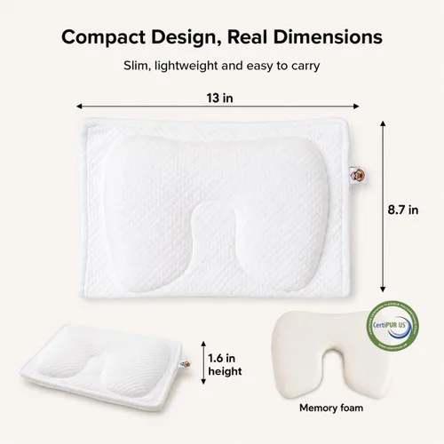 Vista 2 de Almohada para el brazo de alimentación del bebé, funda extraíble CertiPUR-US Certified, Central Head Indent, Breathable 3D Mesh, For Ages 0-12