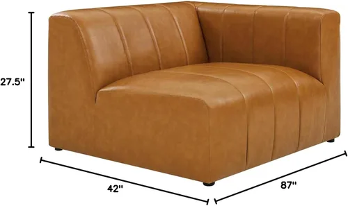 Vista 2 de Modway EEI-4513-TAN Bartlett - Sofá biplaza de cuero vegano de 2 piezas, color marrón
