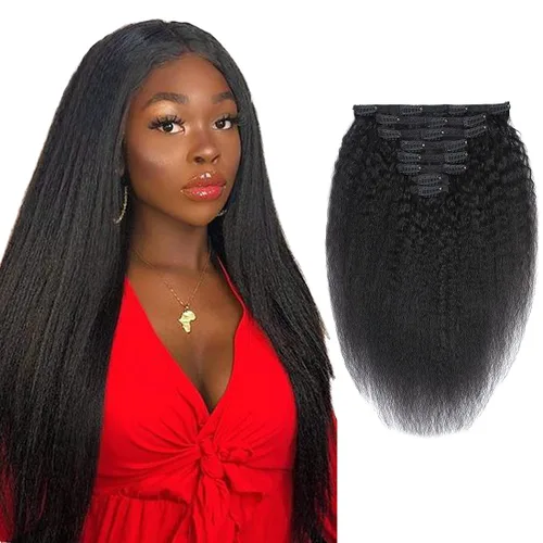 Vista 18 de Extensiones de cabello ondulado con clip, rizado natural, 100% cabello humano brasileño sin procesar, para mujeres negras (12 pulgadas)