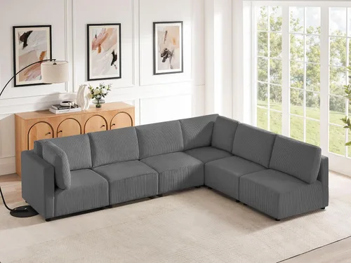 Vista 24 de Sofá biplaza de 66.9 pulgadas, sofá cama modular convertible de 2 plazas de pana, moderno juego de sofá combinado gratuito para sala de estar y Beige