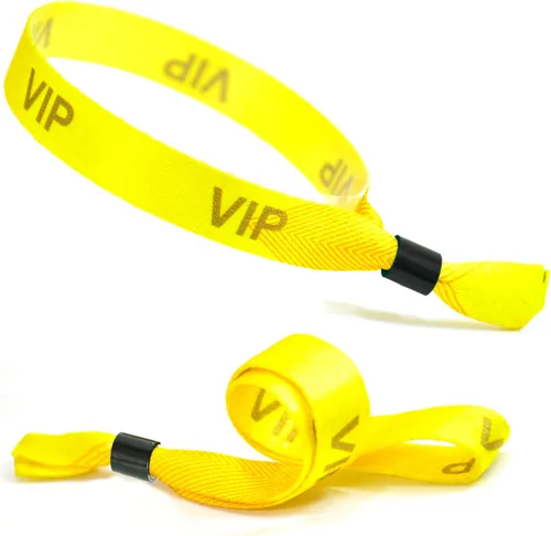 Vista 6 de 100 pulseras de tela VIP para eventos, pulseras de tela desechables RPET (negro)