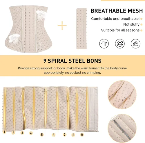 Vista 4 de FeelinGirl Waist Trainer for Women Short Torso 13 Steel Boned 6 Hooks Latex Waist Cincher Hourglass Body Shaper