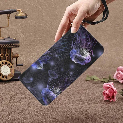 Vista 4 de InterestPrint - Monedero para mujer, diseño de pájaros y manzanas, color blanco