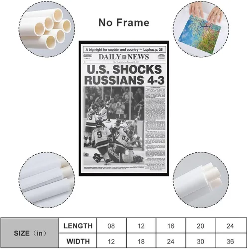 Vista 2 de FOLIUMK 1980 - Póster olímpico de milagro de hockey sobre hielo, hace la portada del periódico y crea un milagro en el icastílo, 12 x 18 pulgadas