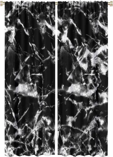 Vista 16 de Cortinas opacas con estampado abstracto de mármol en blanco y negro, para dormitorio, cafetería, comedor, oficina, sala de estar, cocina, 42 x 45