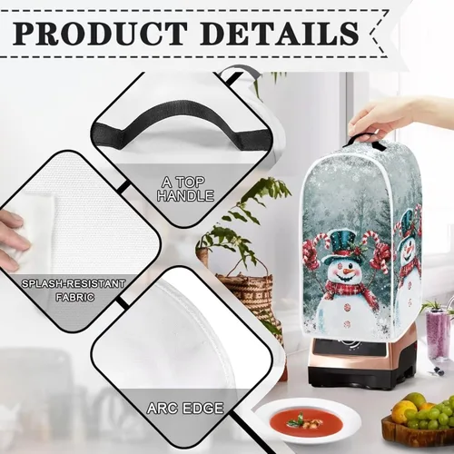 Vista 4 de AFPANQZ Cubierta de licuadora de muñeco de nieve 3D para el hogar, cocina, cubierta de polvo, decoración de electrodomésticos de cocina, cubierta
