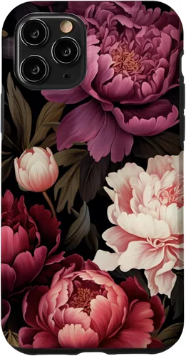 Vista 29 de Carcasa para iPhone 17 con diseño floral de peonía rosa magenta y rubor