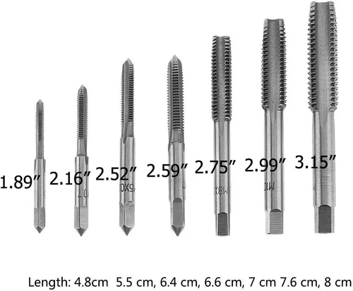 Vista 3 de Juego de 7 llaves de rosca métrica de acero para cojinetes M3-M12 (llave no incluida)