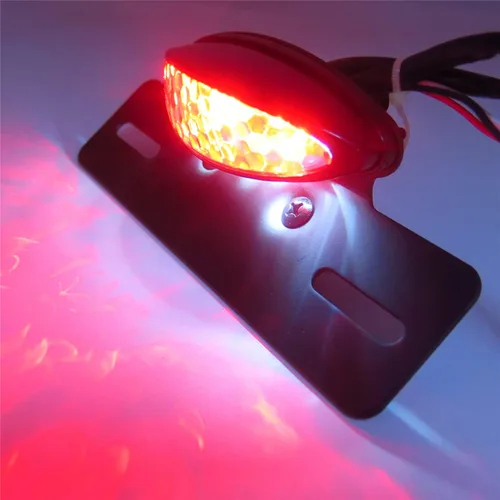 Vista 5 de Cateye - Luz trasera para placa de matrícula de aleación grande Cafe Racer Bobber motocicleta