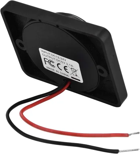 Vista 6 de POCREATION Prise USB Encastrable USB .1A Car Dual Negro Abs USB Puerto Enchufe 12V Led Super Fast Undersized Metal Adaptador Encendedor CC, Prise