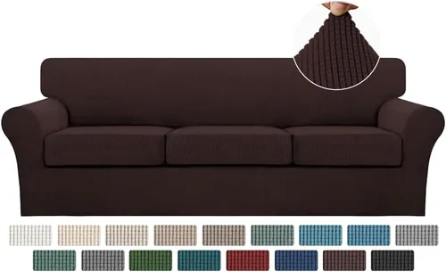 Vista 21 de Turquoize 2 fundas para sillas de sala de estar, funda de sofá con fundas de cojín individuales, funda de muebles para sillas (silla, beige biscotti)