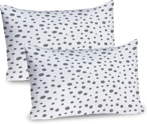 Vista 59 de Ambesonne Juego de 2 fundas de almohada navideñas, diseño de estrellas de Navidad y copos de nieve, letras retro, ropa de cama de microfibra