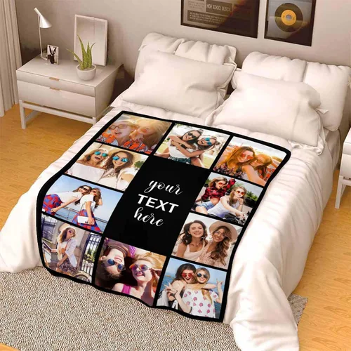 Vista 4 de Mantas de fotos personalizadas, 10 fotos personalizadas, mantas de imagen personalizadas, regalos para hermana, papá, mamá, hija, hijo