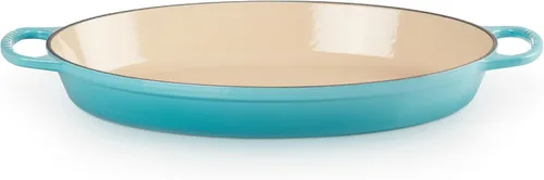 Vista 2 de Le Creuset - Cacerola ovalada de hierro fundido esmaltado Signature, 3 cuartos, modelo Caribbean