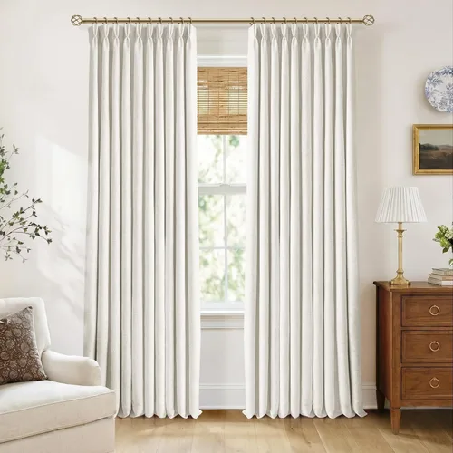 Vista 13 de CAPALOCA Cortinas extra de 60 pulgadas de ancho 100% opacas de 96 pulgadas Desnudo Natural