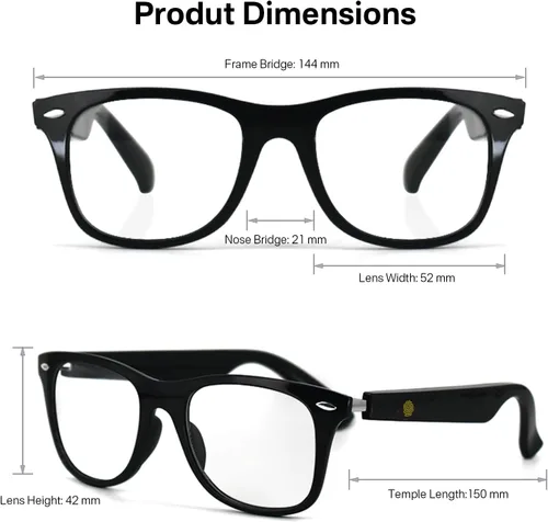 Vista 9 de Gafas inteligentes con audio Bluetooth de oreja abierta y filtrado Negro
