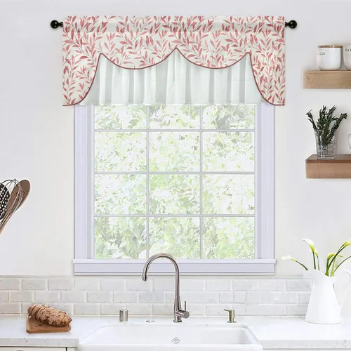 Vista 26 de VOGOL Cenefa floral negra para ventanas, patrón de pájaro, 52 x 18 pulgadas *Pájaro dorado