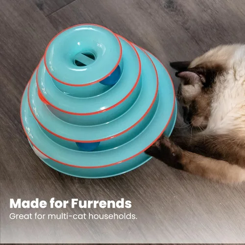 Vista 6 de Petstages - Juguete interactivo para gatos Chase Meowtain de 4 niveles