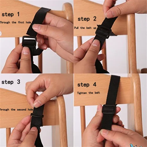 Vista 3 de Arnés de correas para silla alta, arnés de 5 puntos, reemplazo universal para cinturón seguro para bebé para silla alta de madera