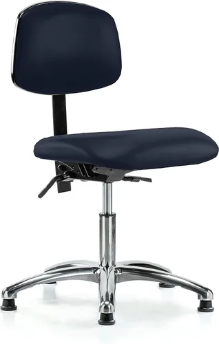 Vista 45 de Perch - Silla de laboratorio con ruedas cromadas con soporte de respaldo ajustable, altura del escritorio de 17 a 22 pulgadas, tela negra