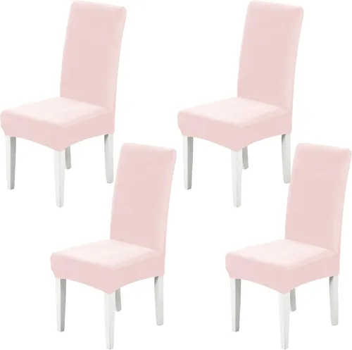 Vista 11 de Juego de 2 fundas de terciopelo suave para sillas de comedor, fundas elásticas de terciopelo para sillas, color negro