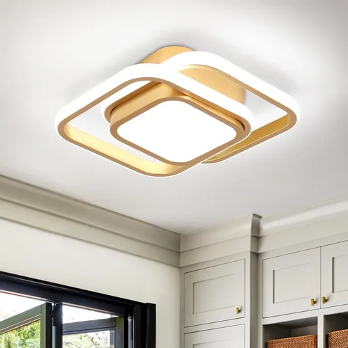 Vista 11 de CANEOE Lámpara de Techo Cuadrada para Pasillo, 6000K Blanco Frío Luz de Techo Moderna de Montaje al Ras, Accesorios de Iluminación LED Cromados