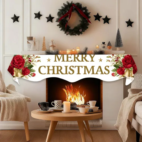 Vista 4 de BVBOX Bufanda Decorativa para Repisa de Chimenea Navideña, Cubierta Corredor para Repisa de Chimenea de Navidad e Invierno