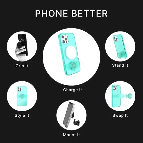 Vista 4 de PopSockets Funda para iPhone 12 Pro Max con agarre y deslizamiento para teléfono, funda para iPhone 12 Pro Max, menta verde