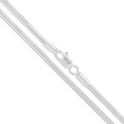 Vista 2 de Plata de ley 0.079 in (2 mm), 0.098 in (2.5 mm), 0.118 in (3 mm), 0.157 in (4 mm), 0.197 in (5 mm), cadena de serpiente redonda, collar de cadena
